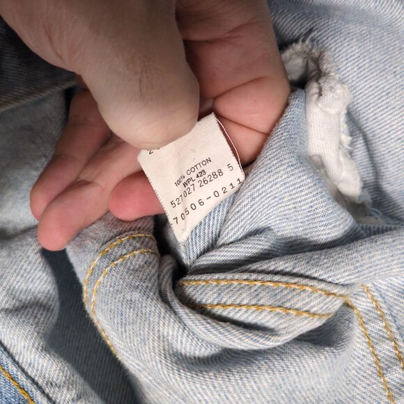 VTG Heritage Levi's Trucker Jacket 70506-0211 Denim Mens S Light Wash USA 70s - Picture 7 of 9